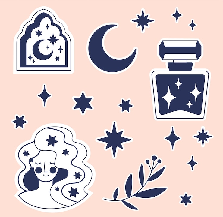 Vector boho stickers set