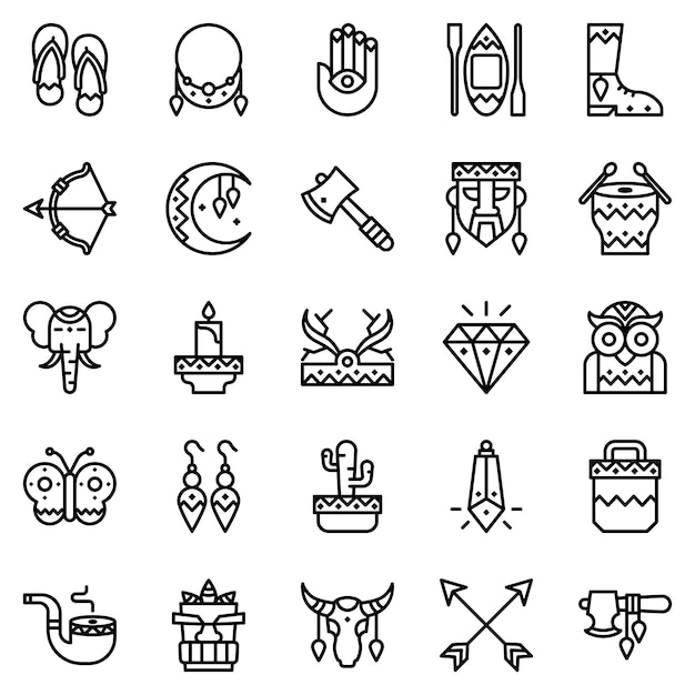 Boho stijl icon pack, met overzicht pictogramstijl