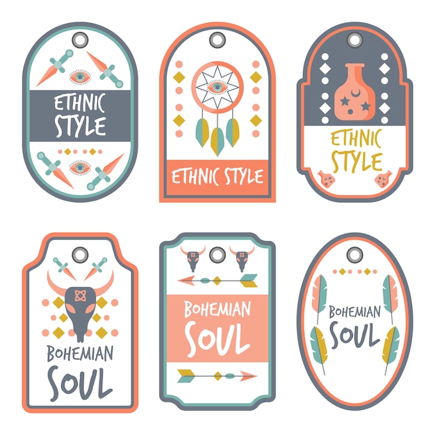 Boho stijl met typografie badges collectie