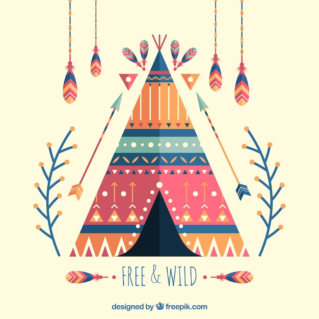 Boho style background with flat design