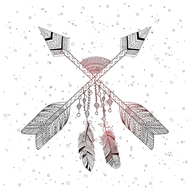 Bohoスタイルの装飾的な矢の羽