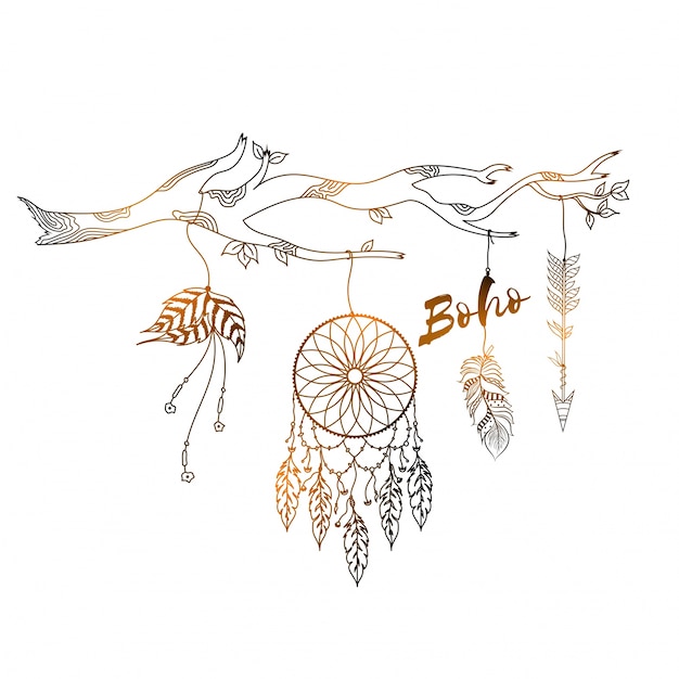 Vettore disegnato a mano stile boho dream catcher