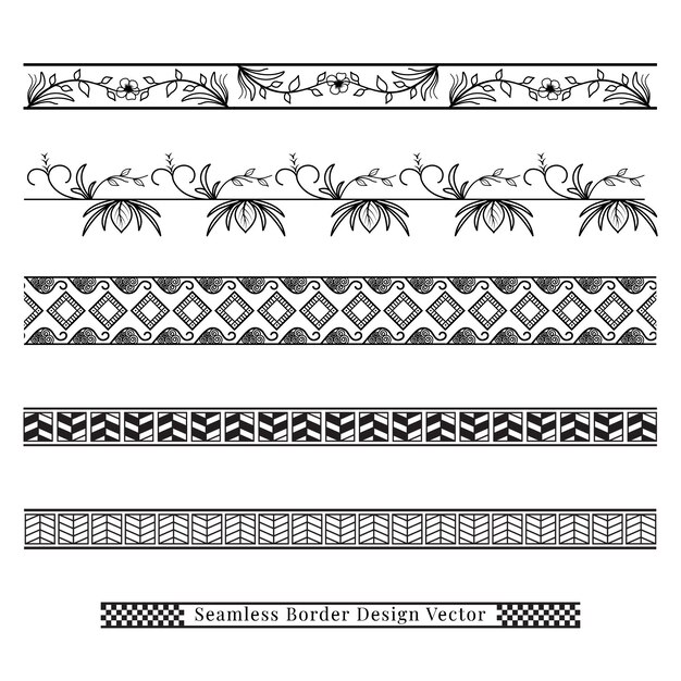 Vector boho style vector decorative abstract borders set