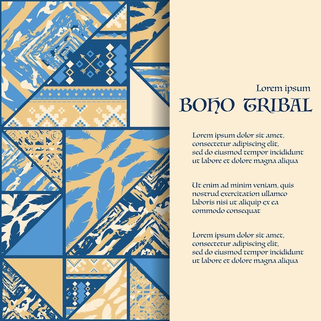 Boho tribal blauwe achtergrond