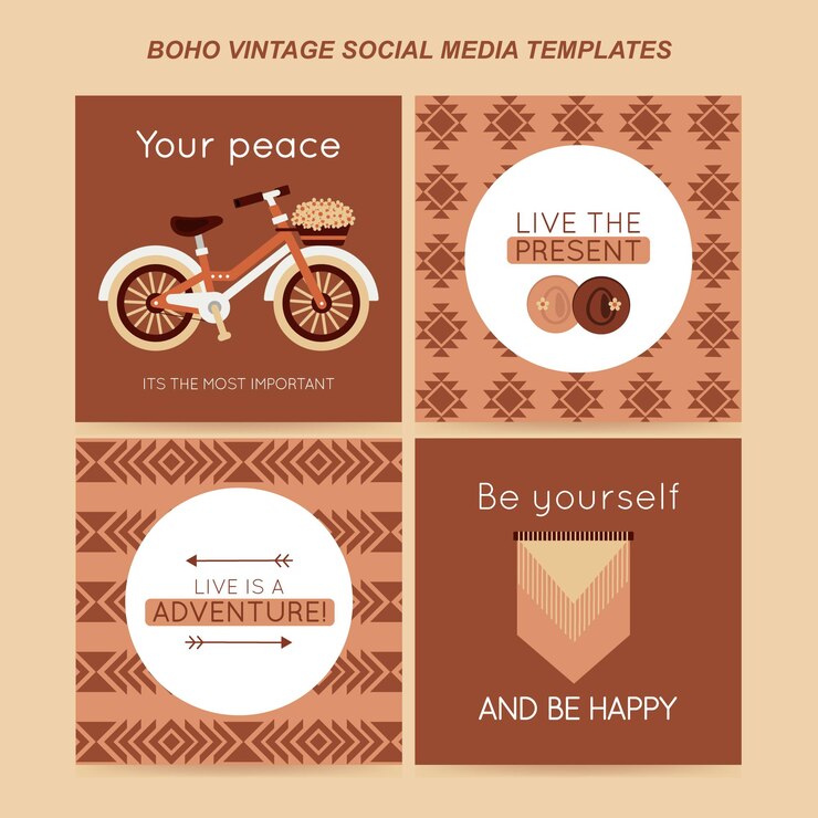 Boho vintage social media post templates