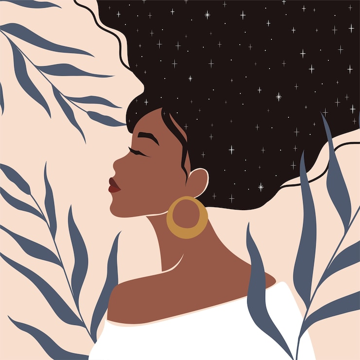 Vector boho vrouw portret profiel