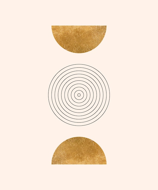 Boho wall art prints with moon and circle lines