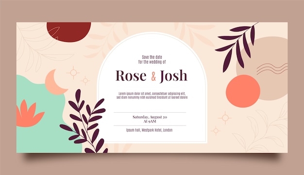 Vector boho wedding celebration horizontal banner