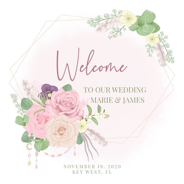 Boho welcome wedding sign