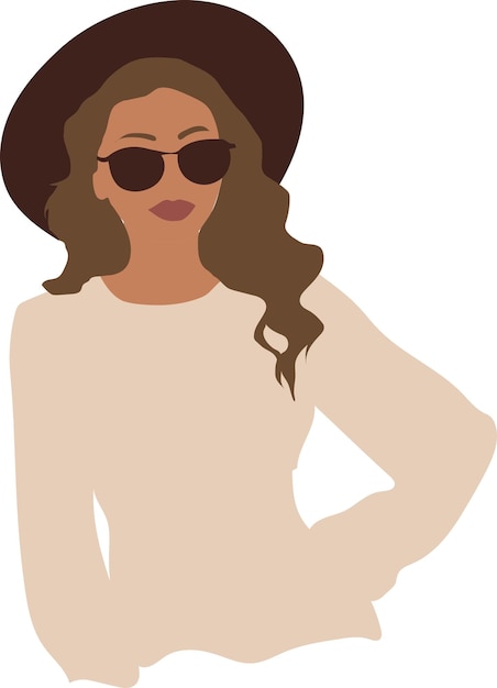 Boho woman with hat illustration