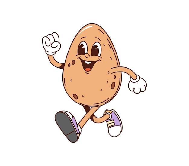 Boiled egg cartoon groovy breakfast character