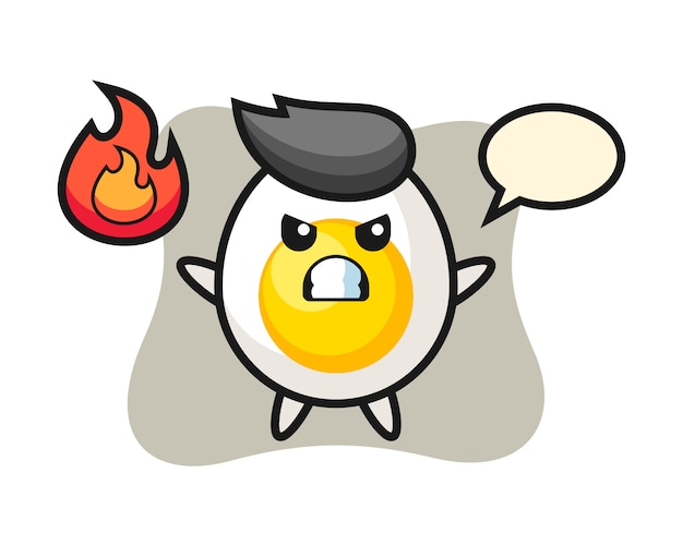 Vector boiled egg character cartoon with angry gesture