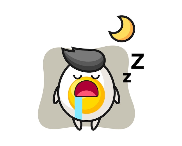 Boiled egg character illustration sleeping at night