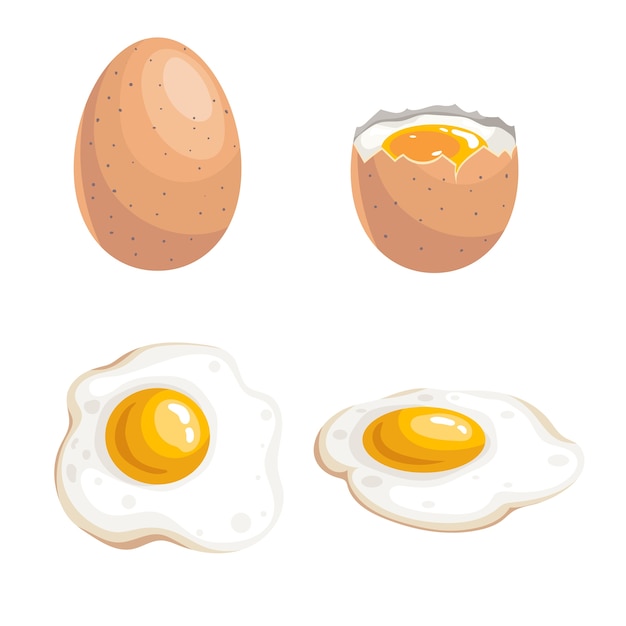 Boiled egg and fried eggs