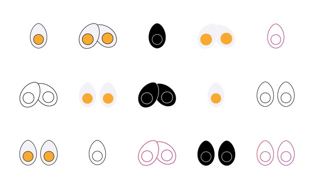 Vector boiled egg icon set vector illustration