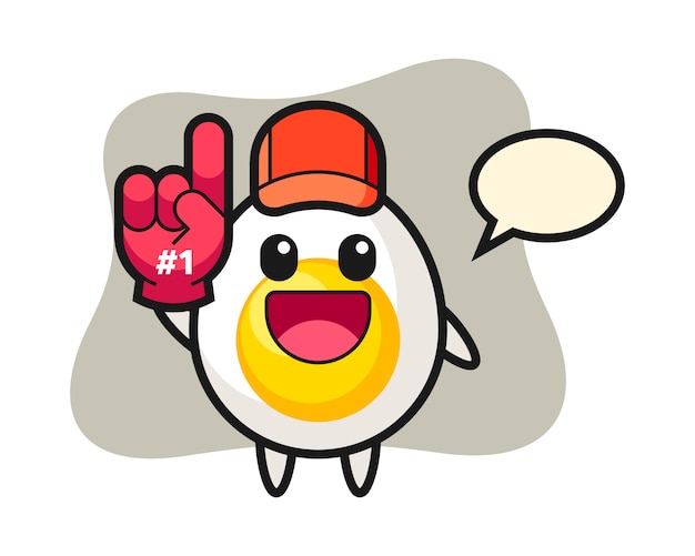 Boiled egg illustration cartoon with number 1 fans glove