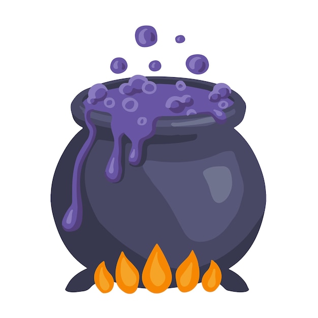 Vector boiling witch cauldron for halloween and horror movie