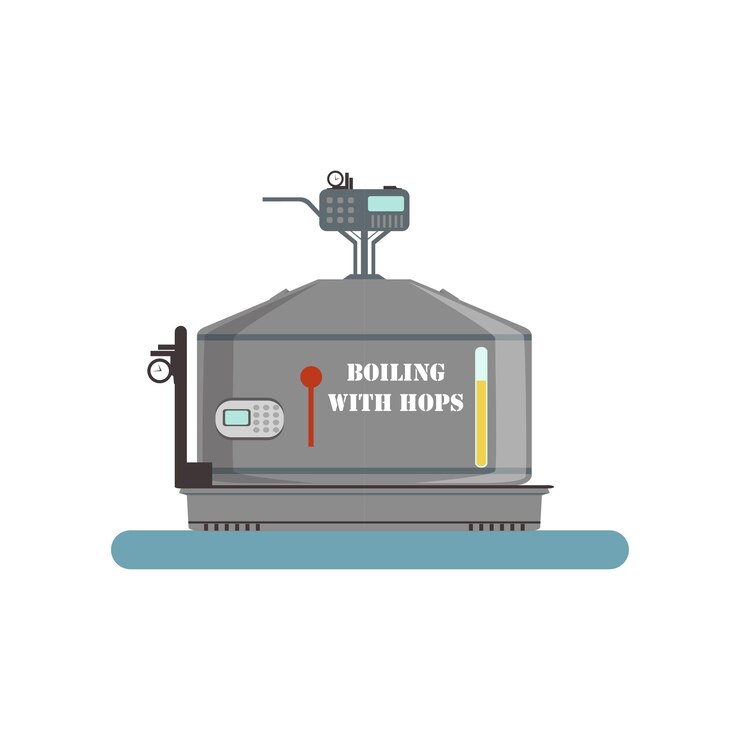 Vector boiling with hops tank beer brewing process vector illustration isolated on a white background