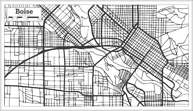 Vector boise usa city map in retro style. outline map. vector illustration.