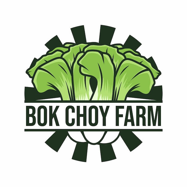 Vettore modello del logo della fattoria bok choy