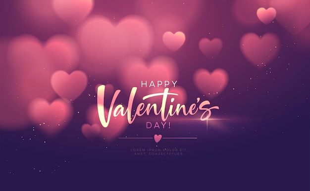 Vector bokeh blurred heart shape shiny luxurious for valentines day congratulations.