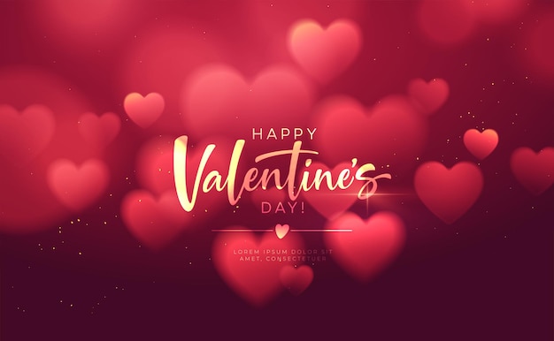 Vector bokeh blurred heart shape shiny luxurious for valentines day congratulations.