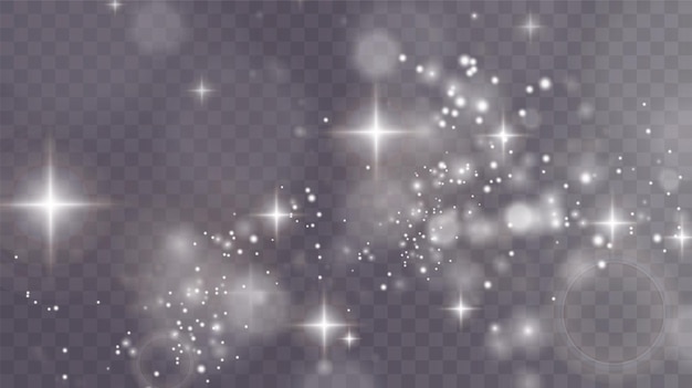 Bokeh light lights effect background. white png dust light. christmas background of shining dust.