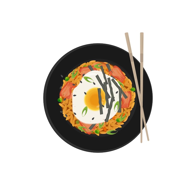 Logo dell'illustrazione del riso fritto di bokkeumbap kimchi