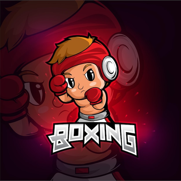 Boksen esport mascotte logo ontwerp