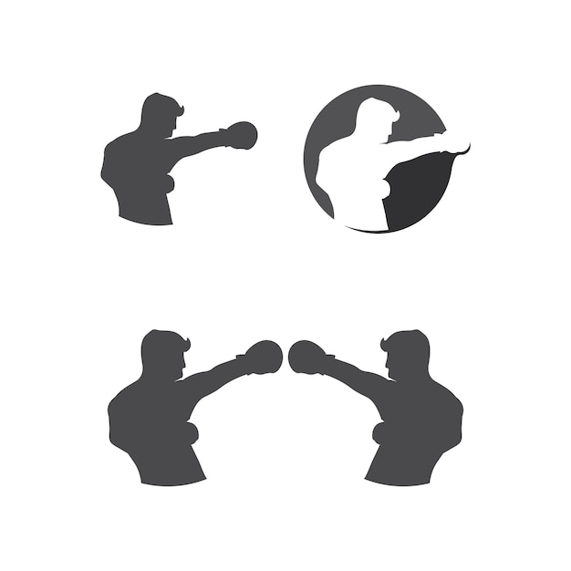 Boksen icon set en bokser ontwerp illustratie symbool van fighter