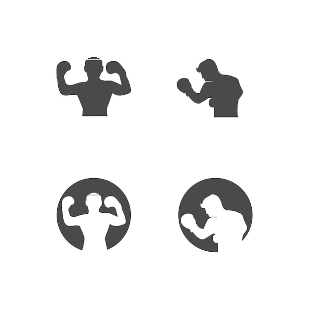 Boksen icon set en bokser ontwerp illustratie symbool van fighter