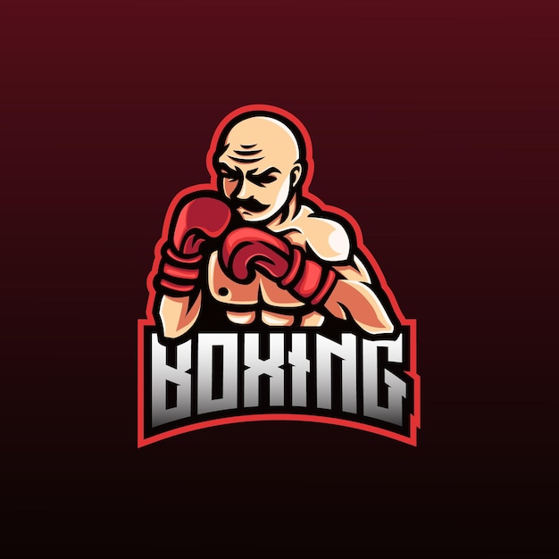 Boksmascotte esport logo-ontwerp