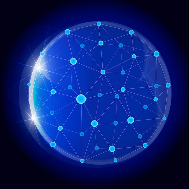 bol beschermen toekomstige 3d shield.network gebied. Technologiegebied van digitale achtergronden. Cloudtechno