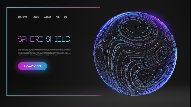 Bol schild beschermen in abstracte stijl Virus bescherming zeepbel bol lijnen technologie achtergrond Magic orb vectorillustratie