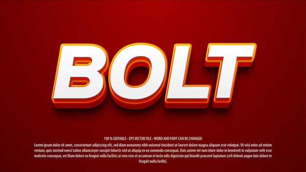 Vector bold 3d style editable text effect