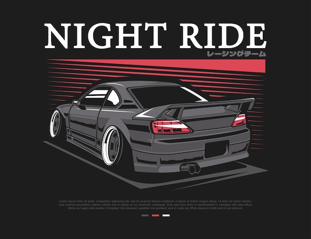 Bold 90s vehicle graphics on tees for car illustration vector design
