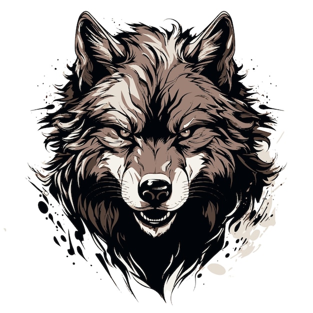 Смелая и величественная векторная иллюстрация головы волка