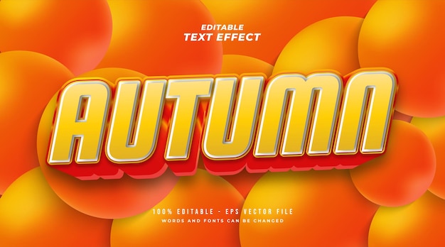 Bold Autumn Text Style in Orange Gradient with 3D Effect. Editable Text Effect