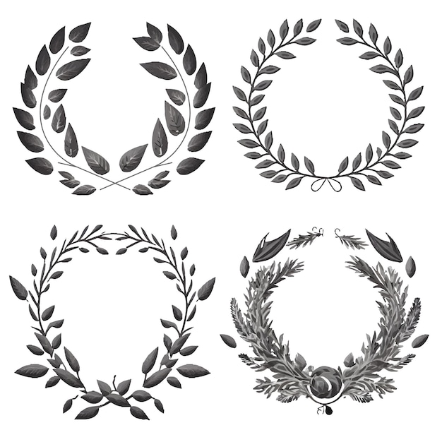 Bold barley wreath illustration in highcontrast monochrome con spazio per il testo