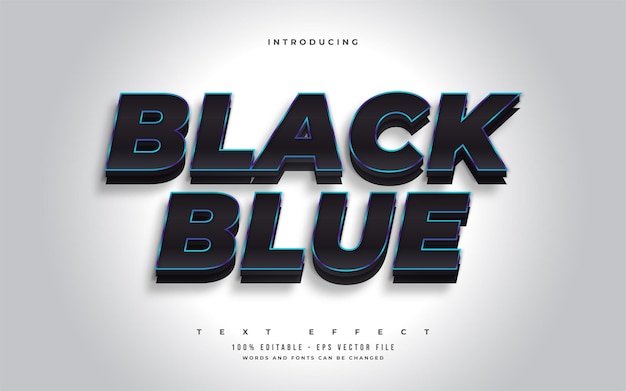 Bold black and blue text style with 3d embossed effect. editable text style effect