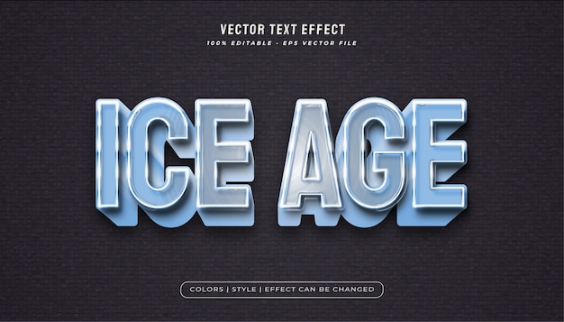 Vector bold blue ice text style with frozen ice effect