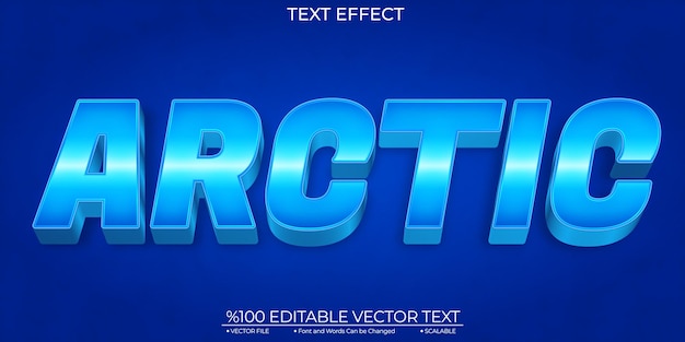 Bold blue shiny arctic editable and scalable template vector text effect