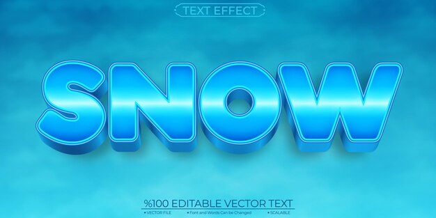 Bold Blue Shiny Snow Editable and Scalable Vector Text Effect