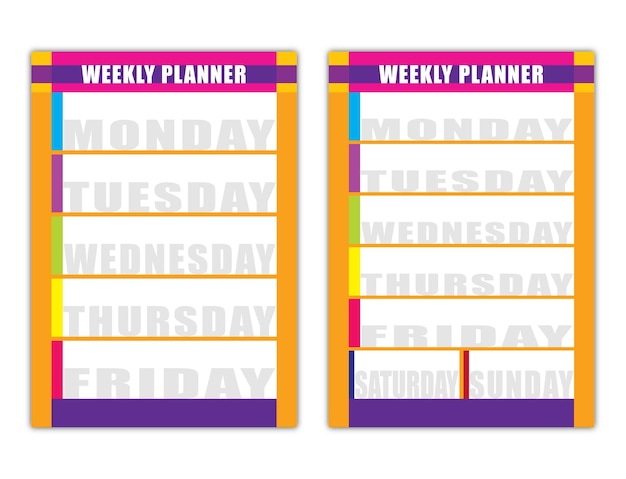 Bold Bright Colourful Weekly Planner Template