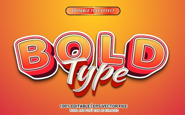 Bold cartoon 3d orange title text effect template design