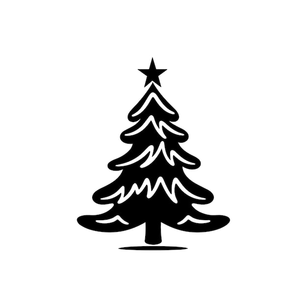 Bold Christmas Fir Icon Striking Monochrome Art