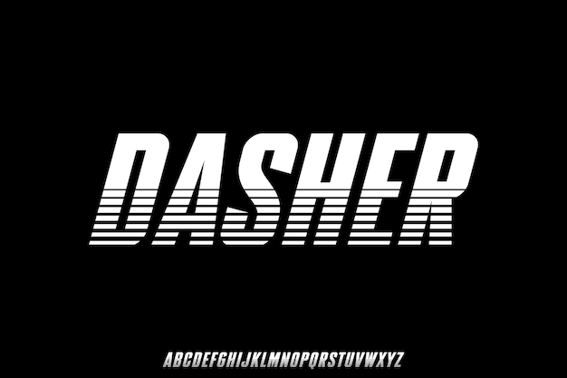 Bold condensed dasher or speed stripe font vector