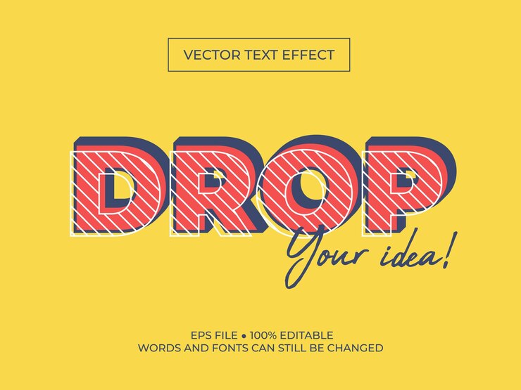 Vector 대담한 드롭 3d 터 텍스트 스타일 효과 템플릿 디자인
