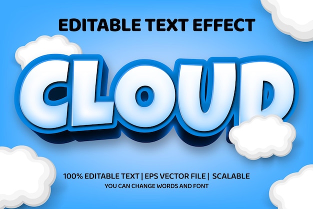 bold editable text style effect with cloud word