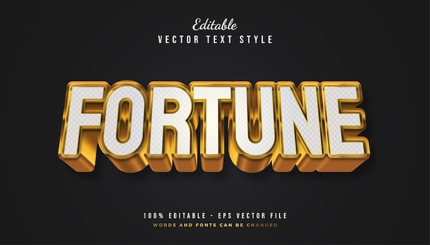 Bold Fortune Text Style in White and Gold with Textured and Embossed Effect